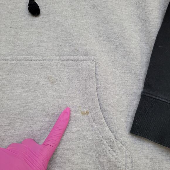 Vintage 90s Darkside Skull Crop Hoodie Medium 22x25 Two-Tone - Picture 3 of 16